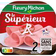 Fleury michon jambon le supérieur label rouge conservation sans nitrite 2 tranches 80g