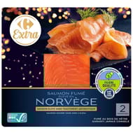 Carrefour saumon fumé élevé en Norvège 2 tranches 70g