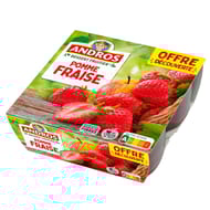 Andros dessert fruitier pomme fraise 4x100g offre découverte
