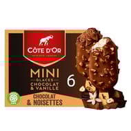 Cote d'or mini 6 bâtonnets vanille chocolat 213g