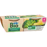 Carrefour baby bio plat bébé brocolis, pomme de terre 4mois 2x120g