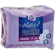 Carrefour soft serviettes hygiéniques night+ ultra x10