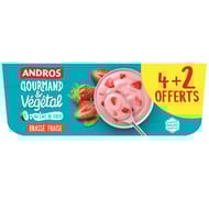 Andros gourmand & végétal brassé végétal fraise 4x100g +2 offerts