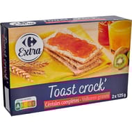 Carrefour extra toast crock' céréales complètes 2x125g