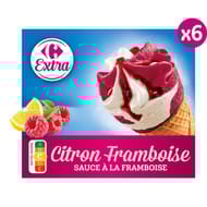 Carrefour extra 6 cônes citron framboise 461g