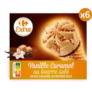 Carrefour extra 6 cônes vanille caramel au beurre salé 426g
