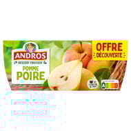 Andros dessert fruitier pomme poire 4x100g offre découverte