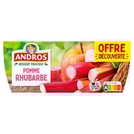 Andros dessert fruitier pomme rhubarbe 4x100g offre découverte