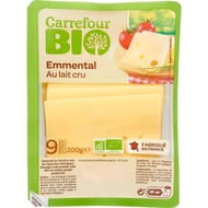 Carrefour Bio fromage en tranches emmental au lait cru bio 200g