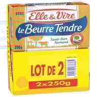 Elle & Vire beurre tendre doux plaquette lot de 2 x 250g
