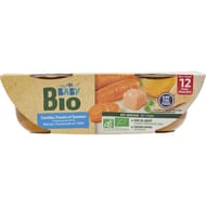 Carrefour baby bio plat bébé carotte panais saumon 12mois 2x200g