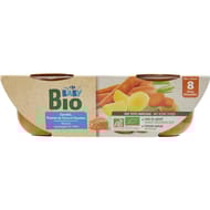 Carrefour baby bio plat bébé carotte pomme de terre saumon dès 8mois 2x200g