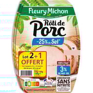 Fleury Michon rôti de porc -25% de sel 4 tranches lot 2+1 offert 480g