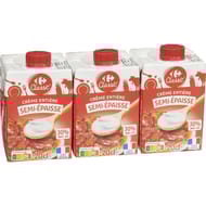 Carrefour classic crème entière semi épaisse 3x20cl