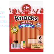 Carrefour classic knacks -25% sel 210g