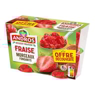 Andros fraise morceaux 4x100g offre découverte
