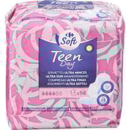 Carrefour soft serviette hygiénique teen day ultra minces x14