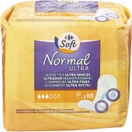 Carrefour soft serviettes hygiéniques normal ultra x16