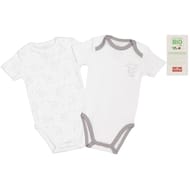 Lot de 2 bodies manches courtes fantaisie bébé BLANC/GRIS ELEPHANT 3ANS