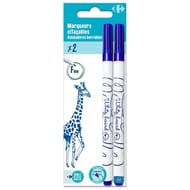 Carrefour marqueurs effaçable bleu pointe fine lot de 2