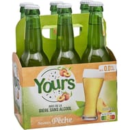 Carrefour yours bière sans alcool saveur pêche 6x33cl