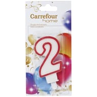 Carrefour home bougie chiffre n°2 avec bobèche