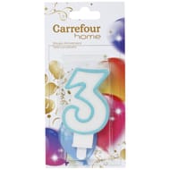 Carrefour home bougie chiffre n°3 avec bobèche