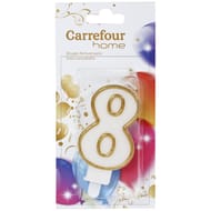 Carrefour home bougie chiffre n°8 avec bobèche