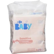 Carrefour baby lingettes sensitive les 4 paquets de 72