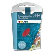 Carrefour boîte de 100 punaises couleur 10mm