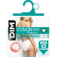 Lot de 2 slips midi ligne Coton Bio Dim 0HY BLANC T48\50