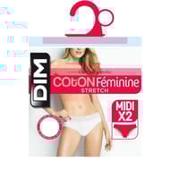 Lot de 2 slips midi coton féminine stretch Dim 0HY BLANC 48\50