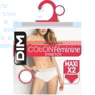 Lot de 2 slips maxi coton féminine stretch Dim 0HY BLANC 48\50