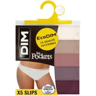 Lot de 5 slips Pockets Ecodim Dim AW5 RUBIS/VIOLET/ROSE/SKIN/BLC T44\46