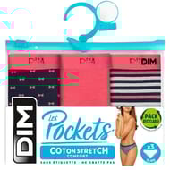 Lot de 3 slips Les Pockets Coton Stretch Dim 5MM LOT PRETTY ROSE 44\46