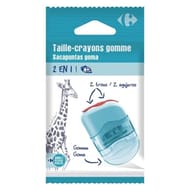 Carrefour taille crayon bleu 2 trous avec réservoir plastique et gomme