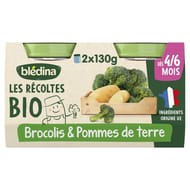 Bledina les récoltes bio brocolis pomme de terre dès 4/6 mois 2x130g
