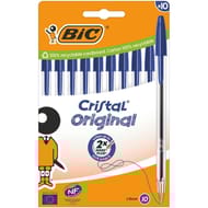 Bic 10 stylos bille cristal pointe moyenne couleur bleu boite carton