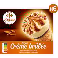 Carrefour extra 6 cônes façon crème brûlée 417g