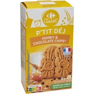 Carrefour classic' biscuit p'tit déj pépites chocolat miel 400g