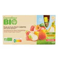 Carrefour bio compotes multi-variétés sans sucres ajoutés 12x90g