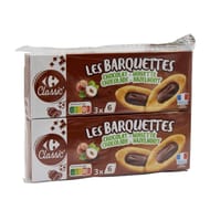 Carrefour classic' biscuits barquettes chocolat noisette lot 2x120g