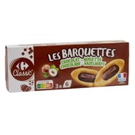 Carrefour classic' biscuits barquettes chocolat noisette 120g