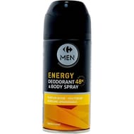 Carrefour men déodorant énergy & body spray 48h 150ml