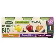 Bledina les recoltes bio pots pommes / pommes mures / pommes pruneaux dès 4/6 mois