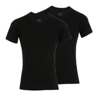 Lot de 2 tee-shirts col V manches courtes homme coton bio Athena 650 NOIR/NOIR T6
