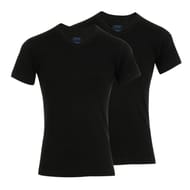 Lot de 2 tee-shirts col V manches courtes homme coton bio Athena 650 NOIR/NOIR T3