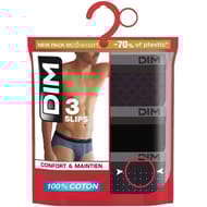 Lot de 3 slips ligne 100% coton homme Dim NOIR 2 9VG T4