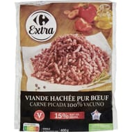 Carrefour extra viande hachée pur boeuf vbf 15% mg 400g