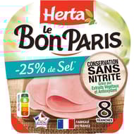 Herta le bon Paris jambon -25% de sel sans nitrites 8 tranches 280g